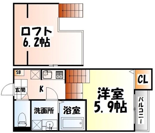 東仙台駅 徒歩6分 1階の物件間取画像